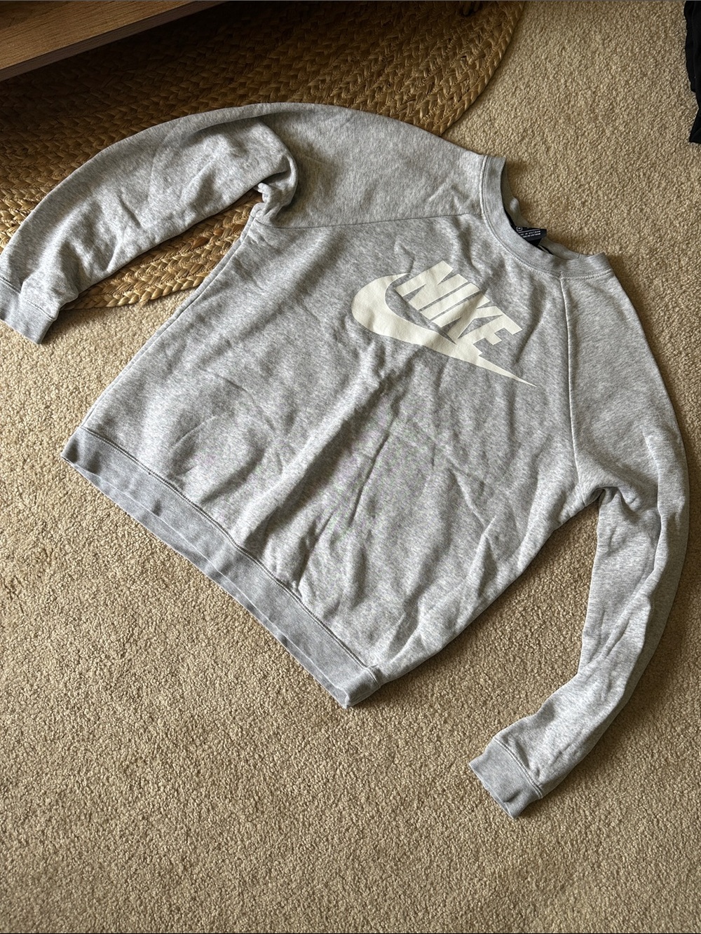 Nike Light Gray Crewneck Sweatshirt with White Logo
